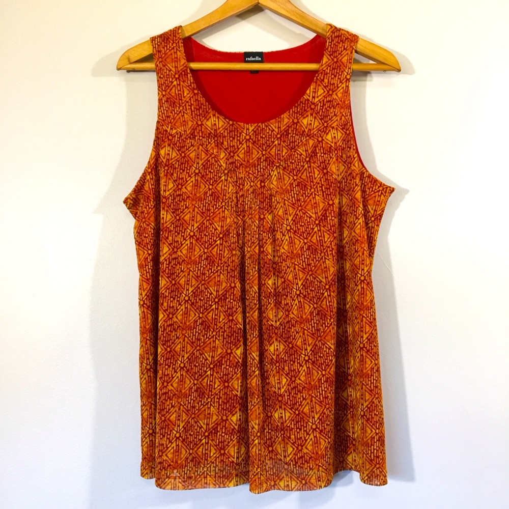 Rafaella Sleeveless Mesh‎ Geometric Print Career Top